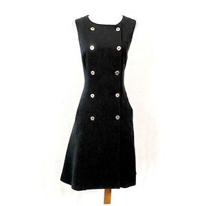 White House Black Market Sleeveless Jet Black Double Breasted Coat Dress Size 10